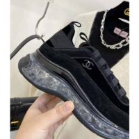 Chanel Women Sneakers Suede Calfskin Velvet & Grosgrain Black