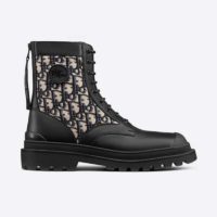 Dior Unisex Dior Explorer Ankle Boot Dior Oblique Jacquard Black Smooth Calfskin