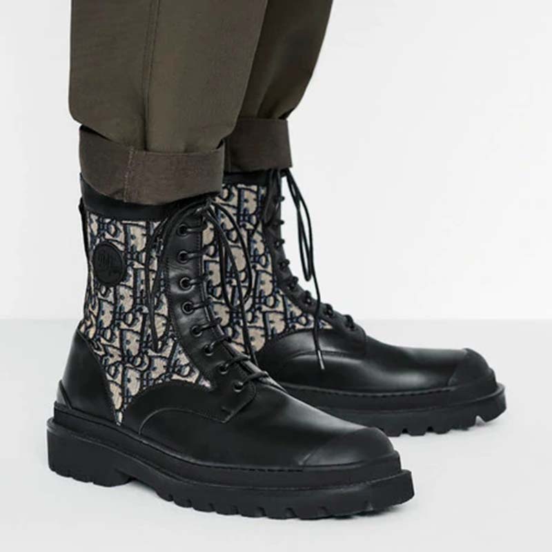 Dior Unisex Dior Explorer Ankle Boot Dior Oblique Jacquard Black Smooth