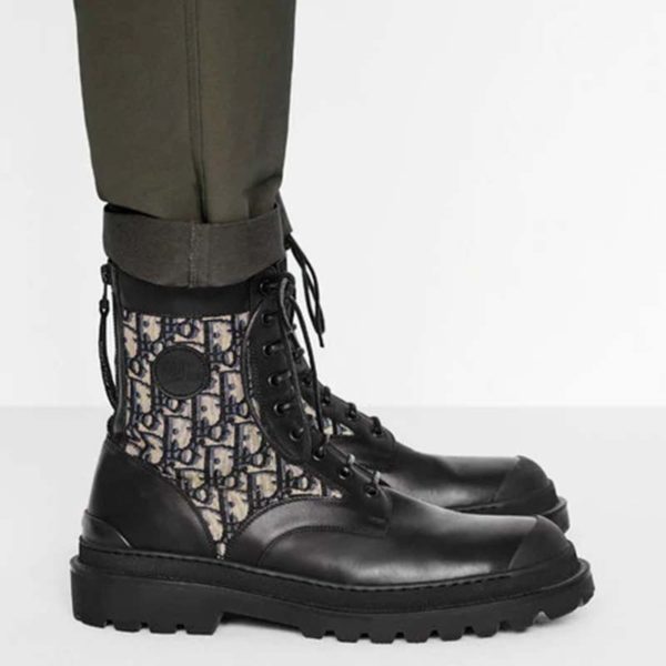 Dior Unisex Dior Explorer Ankle Boot Dior Oblique Jacquard Black Smooth Calfskin (3)