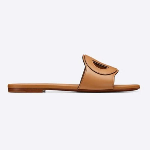 Dior Women D-Club Mule Camel Calfskin Leather ‘CD’ Signature