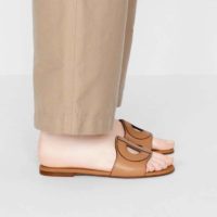 Dior Women D-Club Mule Camel Calfskin Leather ‘CD’ Signature