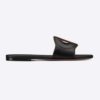 Dior Women D-Club Slide Black Calfskin Leather 'CD' Signature