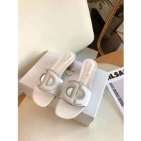 Dior Women D-Club Slide White Calfskin Leather ‘CD’ Signature