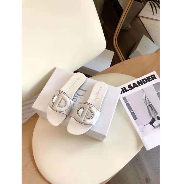 Dior Women D-Club Slide White Calfskin Leather ‘CD’ Signature (4)