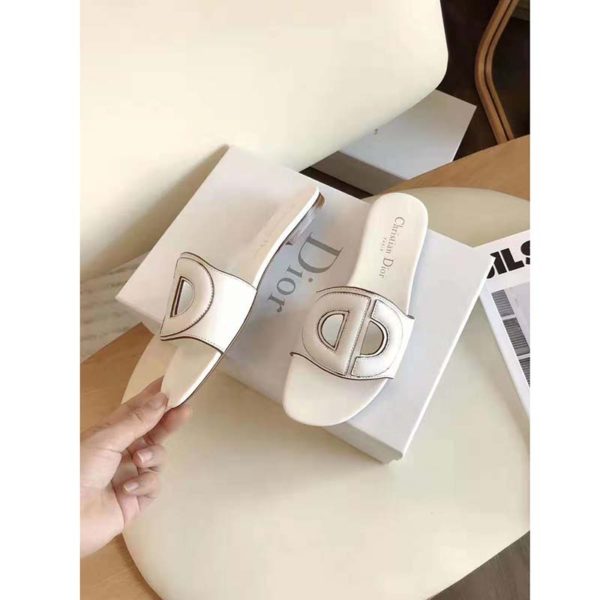 Dior Women D-Club Slide White Calfskin Leather ‘CD’ Signature (5)