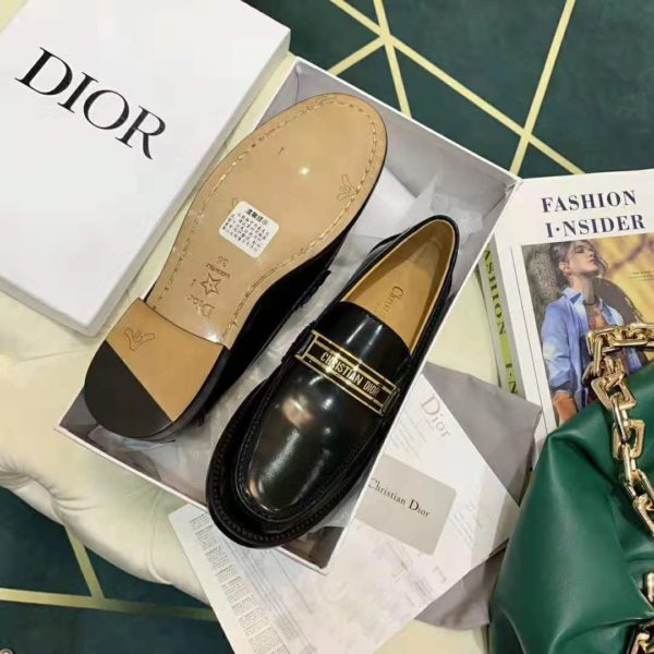 Dior Women Dior Code Loafer Black Glazed Calfskin ‘Christian Dior’ Signature (12)