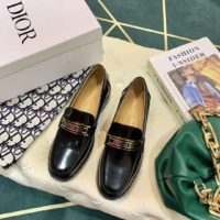 Dior Women Dior Code Loafer Black Glazed Calfskin ‘Christian Dior’ Signature