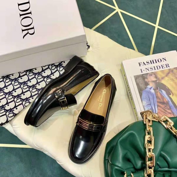 Dior Women Dior Code Loafer Black Glazed Calfskin ‘Christian Dior’ Signature (7)