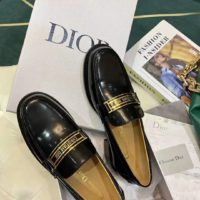 Dior Women Dior Code Loafer Black Glazed Calfskin ‘Christian Dior’ Signature