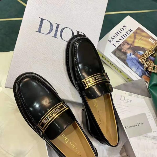 Dior Women Dior Code Loafer Black Glazed Calfskin ‘Christian Dior’ Signature (9)