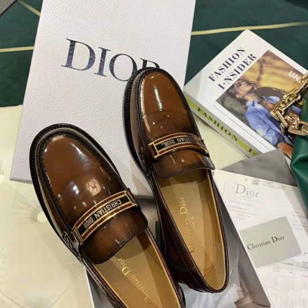 Dior Women Dior Code Loafer Burgundy Gradient Calfskin ‘Christian Dior’ Signature (1)