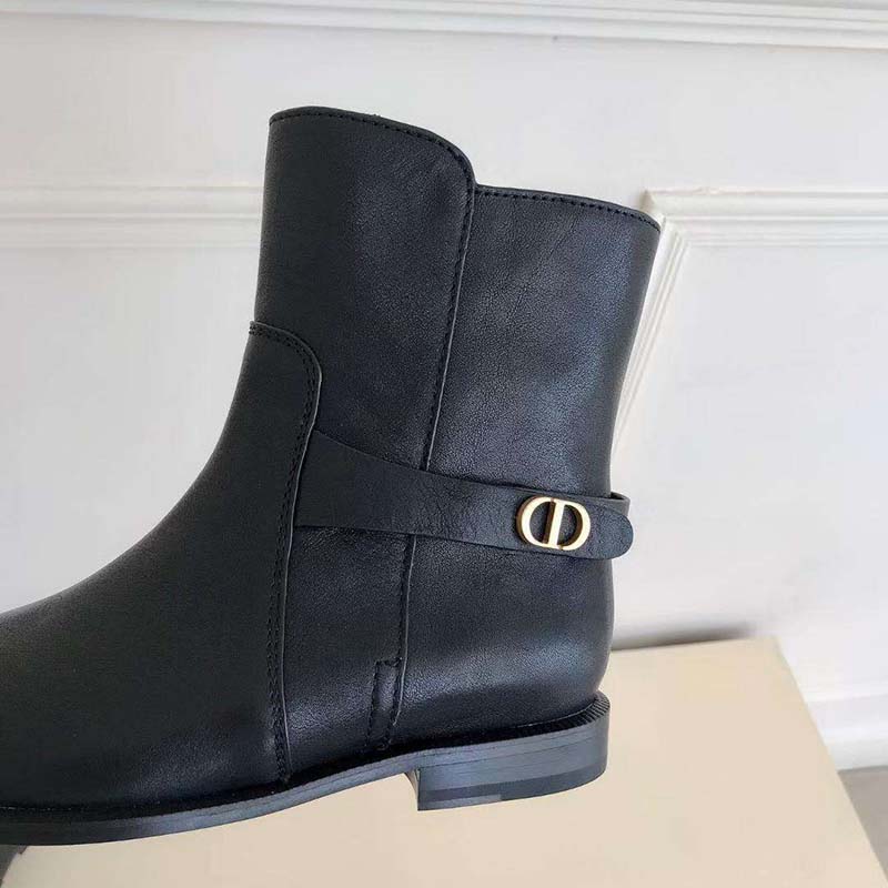 Dior Women Dior Empreinte Ankle Boot 'CD' Signature Black Calfskin - LULUX