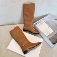 Dior Women Dior Empreinte Boot ‘CD’ Signature Ochre Soft Calfskin