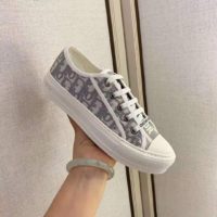 Dior Women Walk’n’Dior Sneaker Gray Dior Oblique Embroidered Cotton