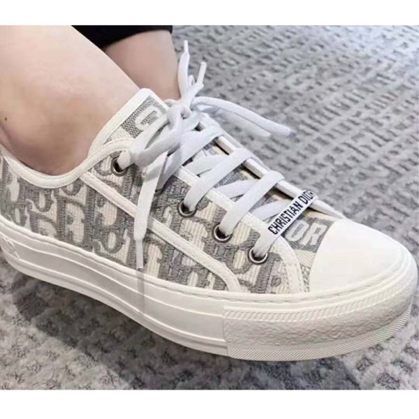 Dior Women Walk'n'Dior Sneaker Gray Dior Oblique Embroidered Cotton - LULUX