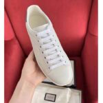 Gucci GG Unisex Ace Sneaker Perforated Interlocking G White Leather - Imagen 9