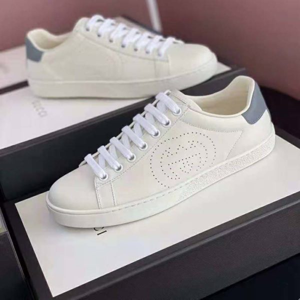 Gucci GG Unisex Ace Sneaker Perforated Interlocking G White Leather (3)