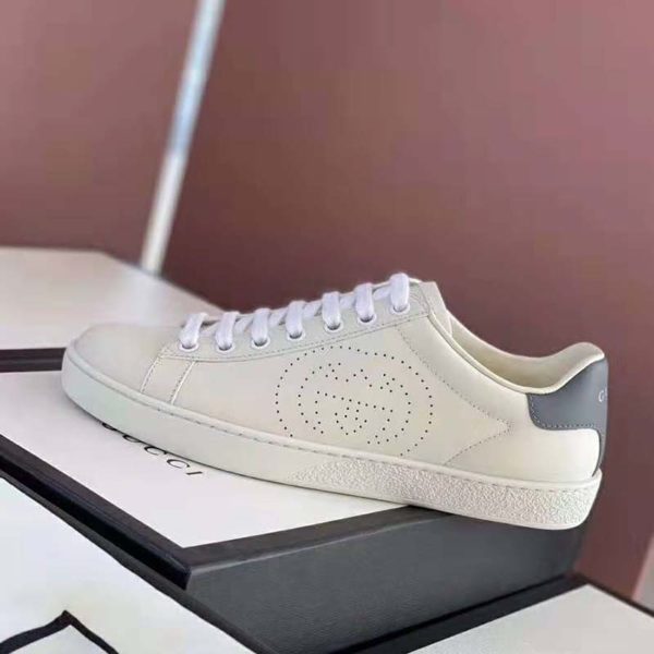 Gucci GG Unisex Ace Sneaker Perforated Interlocking G White Leather (4)