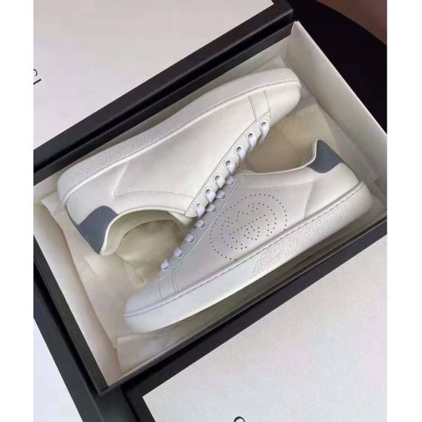 Gucci GG Unisex Ace Sneaker Perforated Interlocking G White Leather (6)