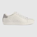 Zapatillas Gucci GG Ace unisex de piel blanca con G entrelazada perforada