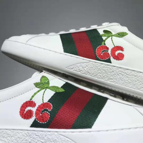 Gucci GG Unisex Ace Sneaker with Cherry White Leather Green Red Web (11)
