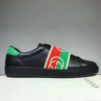 Gucci GG Unisex Ace Sneaker with Elastic Web Interlocking G Black Leather