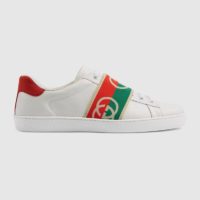 Gucci GG Unisex Ace Sneaker with Elastic Web Interlocking G White Leather