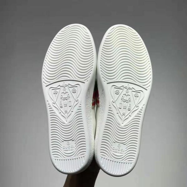 Gucci GG Unisex Ace Sneaker with Elastic Web Interlocking G White Leather (10)