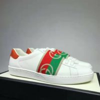Gucci GG Unisex Ace Sneaker with Elastic Web Interlocking G White Leather