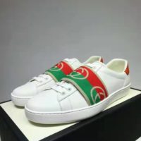 Gucci GG Unisex Ace Sneaker with Elastic Web Interlocking G White Leather