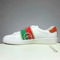 Gucci GG Unisex Ace Sneaker with Elastic Web Interlocking G White Leather