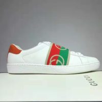 Gucci GG Unisex Ace Sneaker with Elastic Web Interlocking G White Leather