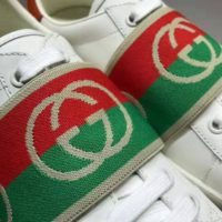 Gucci GG Unisex Ace Sneaker with Elastic Web Interlocking G White Leather