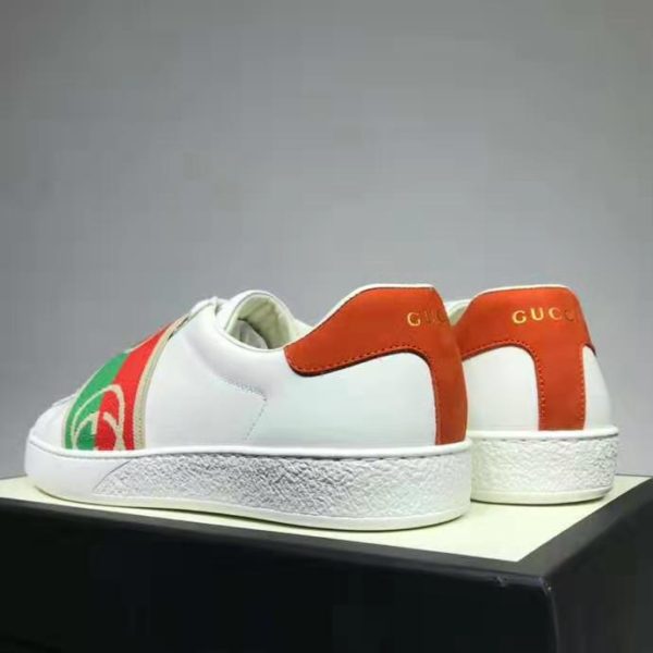 Gucci GG Unisex Ace Sneaker with Elastic Web Interlocking G White Leather (9)