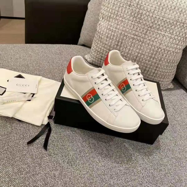 Gucci GG Unisex Ace Sneaker with Interlocking G House Web White Leather (3)