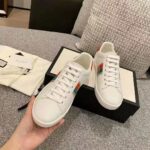 Gucci GG Unisex Ace Sneaker with Interlocking G House Web White Leather - Image 6
