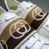 Gucci GG Unisex Ace Sneaker with Interlocking G White Leather 1.5 cm Heel