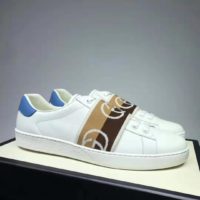 Gucci GG Unisex Ace Sneaker with Interlocking G White Leather 1.5 cm Heel