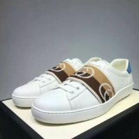 Gucci GG Unisex Ace Sneaker with Interlocking G White Leather 1.5 cm Heel