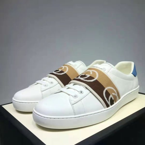 Gucci GG Unisex Ace Sneaker with Interlocking G White Leather 1.5 cm Heel (7)