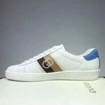 Gucci GG Unisex Ace Sneaker with Interlocking G White Leather Light Blue – Image 6