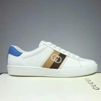 Gucci GG Unisex Ace Sneaker with Interlocking G White Leather Light Blue