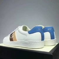 Gucci GG Unisex Ace Sneaker with Interlocking G White Leather Light Blue