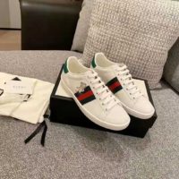 Gucci GG Unisex Ace Sneaker with Kitten White Scrap Less Leather