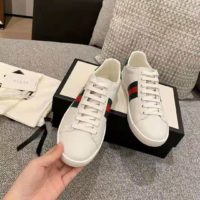 Gucci GG Unisex Ace Sneaker with Kitten White Scrap Less Leather