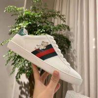 Gucci GG Unisex Ace Sneaker with Kitten White Scrap Less Leather