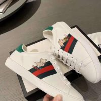 Gucci GG Unisex Ace Sneaker with Kitten White Scrap Less Leather