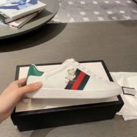 Gucci GG Unisex Ace Sneaker with Kitten White Scrap Less Leather