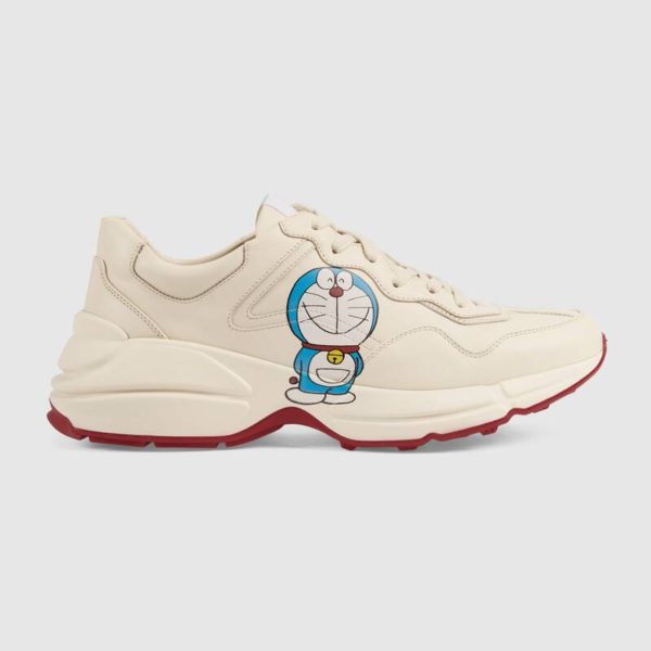 Gucci GG Unisex Doraemon x Gucci Rhyton Sneaker Ivory Leather-Beige